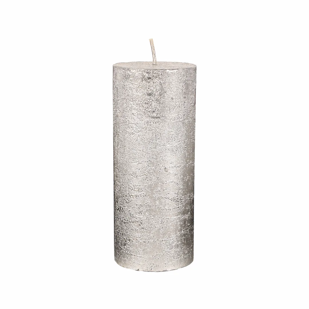Kütük Mum 5x12 Cm Gümüş