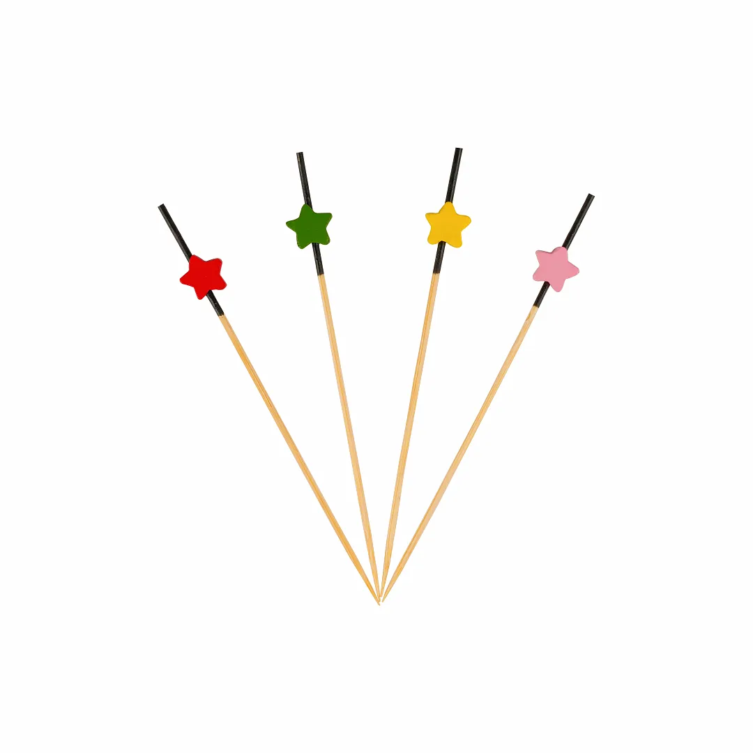 Bambu Kürdan Yıldız Mix 12 Cm 50'li B1512b