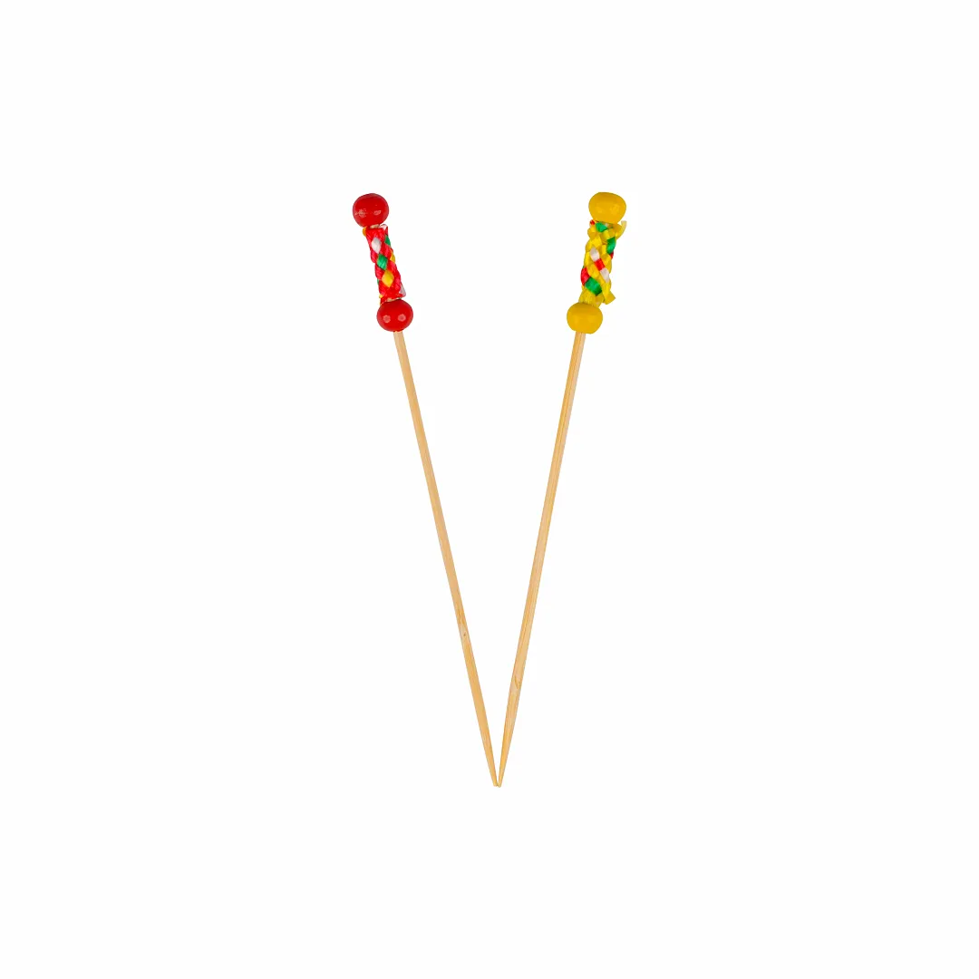 Bambu Kürdan Örgü 12 Cm Kırmızı-sarı 50'li B1212