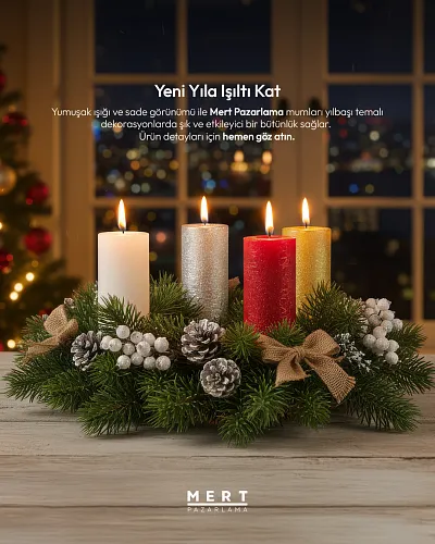 Kütük Mum 5x12 Cm Altın - Görsel 2