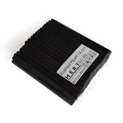 KOKTEYL PİPETİ 7 MM 14 CM SİYAH 100 LÜ