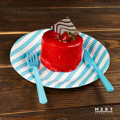 Plastik Çatal Parti Lüks Mavi - Görsel 2