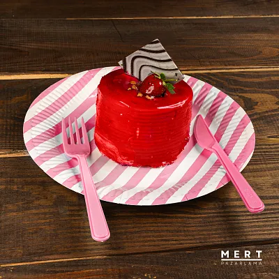 Plastik Bıçak Parti Lüks Pembe - Görsel 2