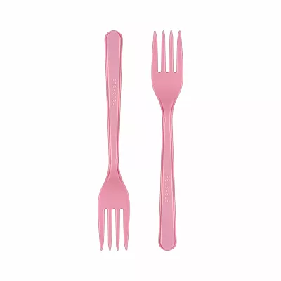PLASTİK ÇATAL PARTİ LÜKS PEMBE
