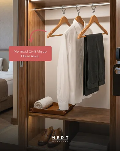 Oteller İçin Çivili Ahşap Elbise Askısı - Görsel 3