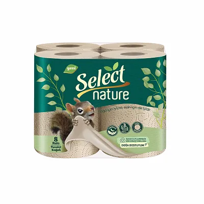 SELECT NATURE 3 KATLI TUVALET KAĞIDI 8'Lİ