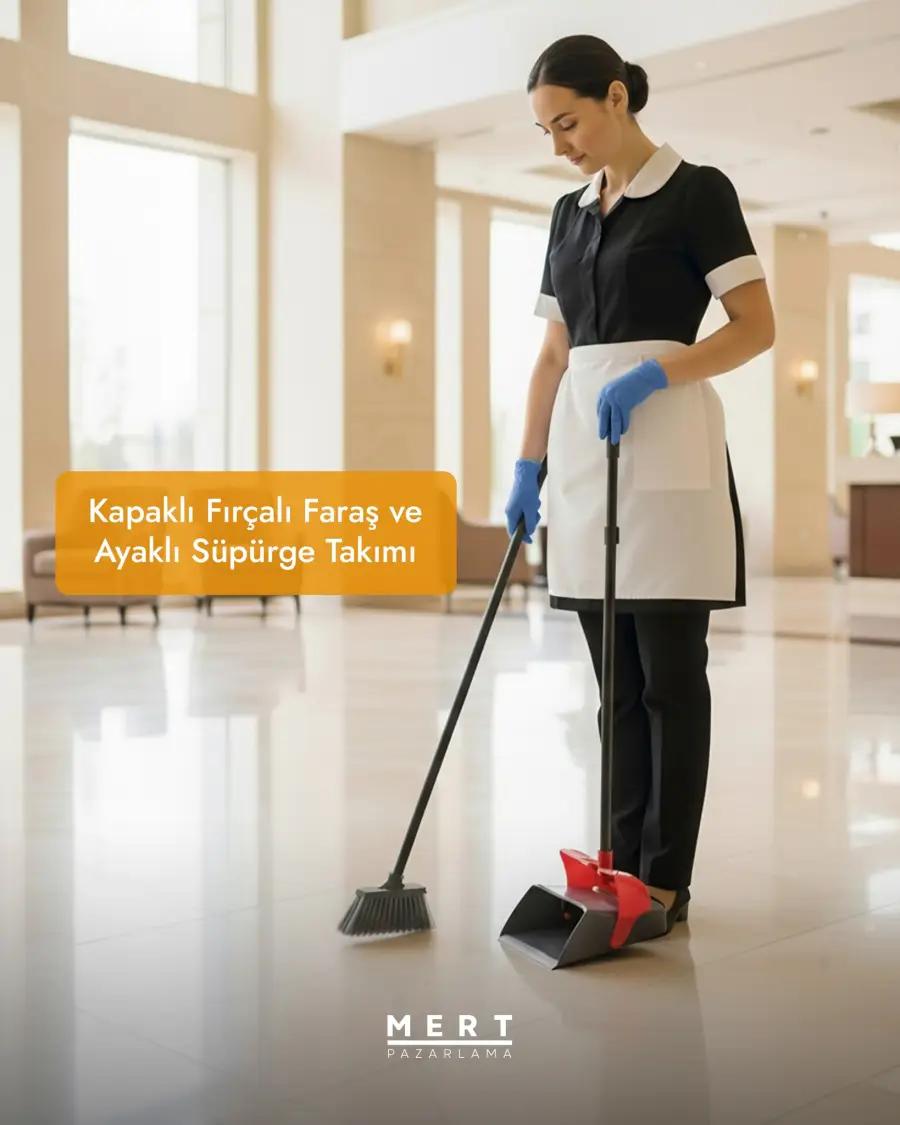 🧹 Temizlikte Yeni Standart: Kapaklı Fırçalı Faraş ve Ayaklı Süpürge Takımı!✨